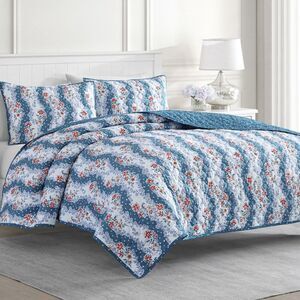 Martha Stewart Hereford Stripe Quilt Set - Twin NEW